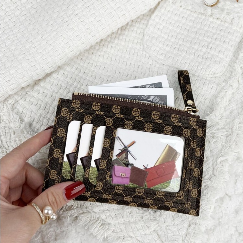 ⚠️Clearance Coffee Brown Printed Design Slim Cardholder / Wallet - Picture 4 of 4